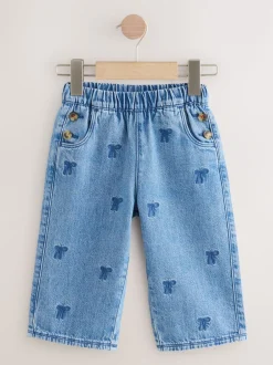 Next Jean bleu moyen - Jeans brodés à nœud (3mois-7ans) Clearance