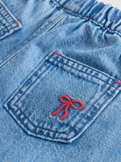 Next Jean bleu moyen - Jeans brodés à nœud (3mois-7ans) Clearance