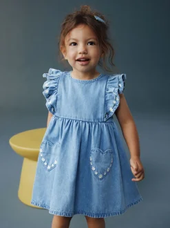 Next Jean bleu moyen - Robe à manches volantées (3mois8ans) Sale