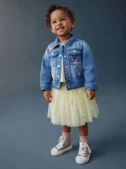 Next Jean bleu moyen - Veste western brodée licorne (3mois-7ans)