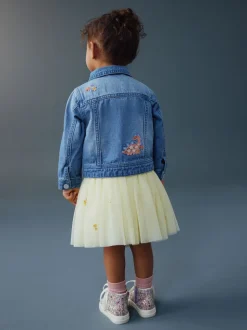 Next Jean bleu moyen - Veste western brodée licorne (3mois-7ans)