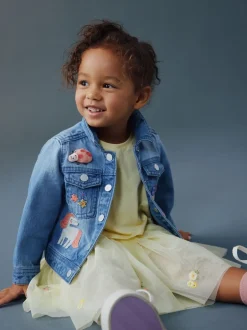 Next Jean bleu moyen - Veste western brodée licorne (3mois-7ans)