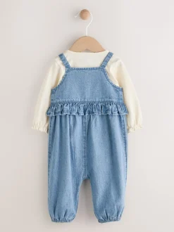 Next Jean brodé bleu - Ensemble body et salopette à manches longues bébé (0mois-2ans) Discount