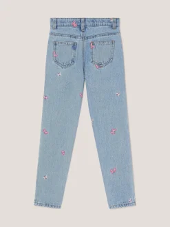 Monsoon Jean droit brodé papillon New