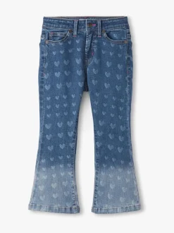 Hatley Jean Bleu Cœur à jambes évasées en Denim New
