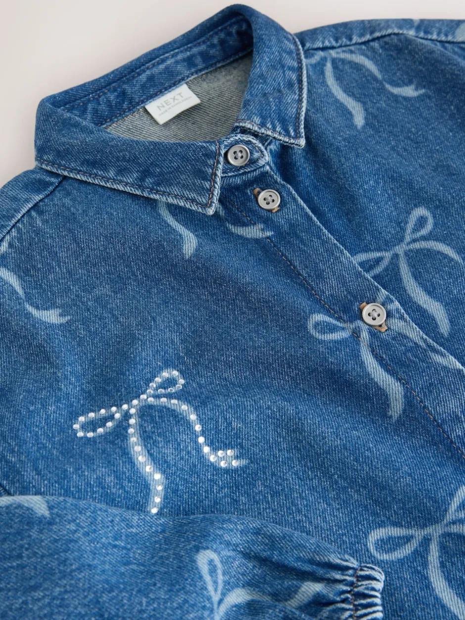 Next Jena bleu - Robe chemise à nœud en diamant (3-16ans) Hot