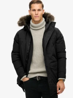 Superdry Jet Black - Everest Faux Fur Parka Veste Sale