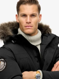Superdry Jet Black - Everest Faux Fur Parka Veste Sale