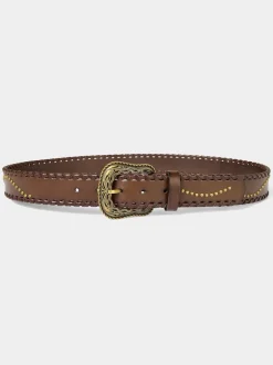 Joe Browns ceinture en cuir à motifs avec boucle dorée et clous Discount
