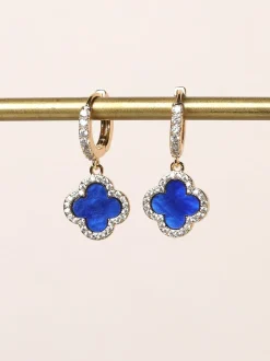 Jon Richard Boucles d’oreilles Huggie Clover Lapis