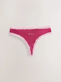 Next Jours de la semaine - Culotte en coton et dentelle 7 Pack String Outlet