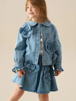 Angel & Rocket Jupe Eden 3D Denim à fleurs Clearance
