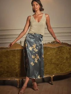 Fat Face Jupe FatFace imprimée en satin Hot