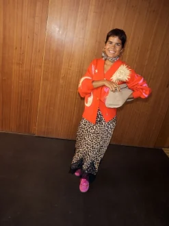 Never Fully Dressed Jupe mi-longue en dentelle imprimé léopard Maeva