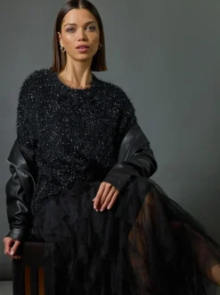 Roman Jupe élastique avec superposition en tulle Hot