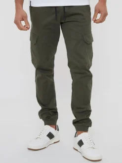 Threadbare kaki - Pantalon cargo style jogger en coton stretch