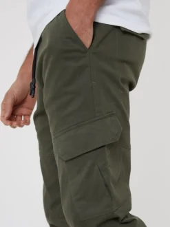 Threadbare kaki - Pantalon cargo style jogger en coton stretch