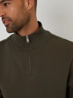 Threadbare kaki - Sweat Mock T-shirt Quarter Zip Best