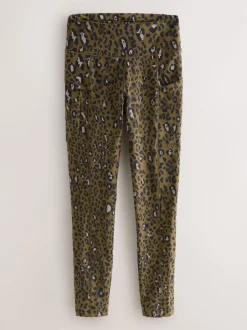 Next Kaki imprimé animal - Legging d’extérieur doublé en polaire à poignée chaude Outlet