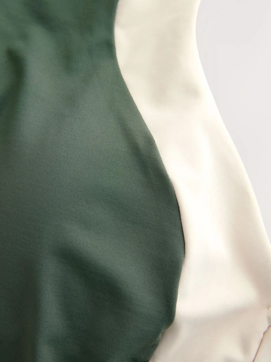 Next Kaki/crème - Maillot de bain dos nu à col montant pour le contrôle du ventre Hot