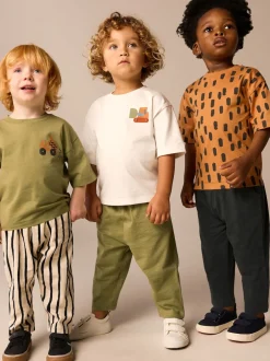 Next Kaki/vert - Manches courtes T-shirt & Survêtement Set 3 Pack (3mths-7yrs) Discount