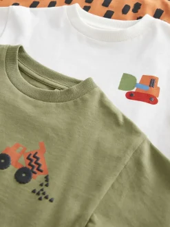 Next Kaki/vert - Manches courtes T-shirt & Survêtement Set 3 Pack (3mths-7yrs) Discount