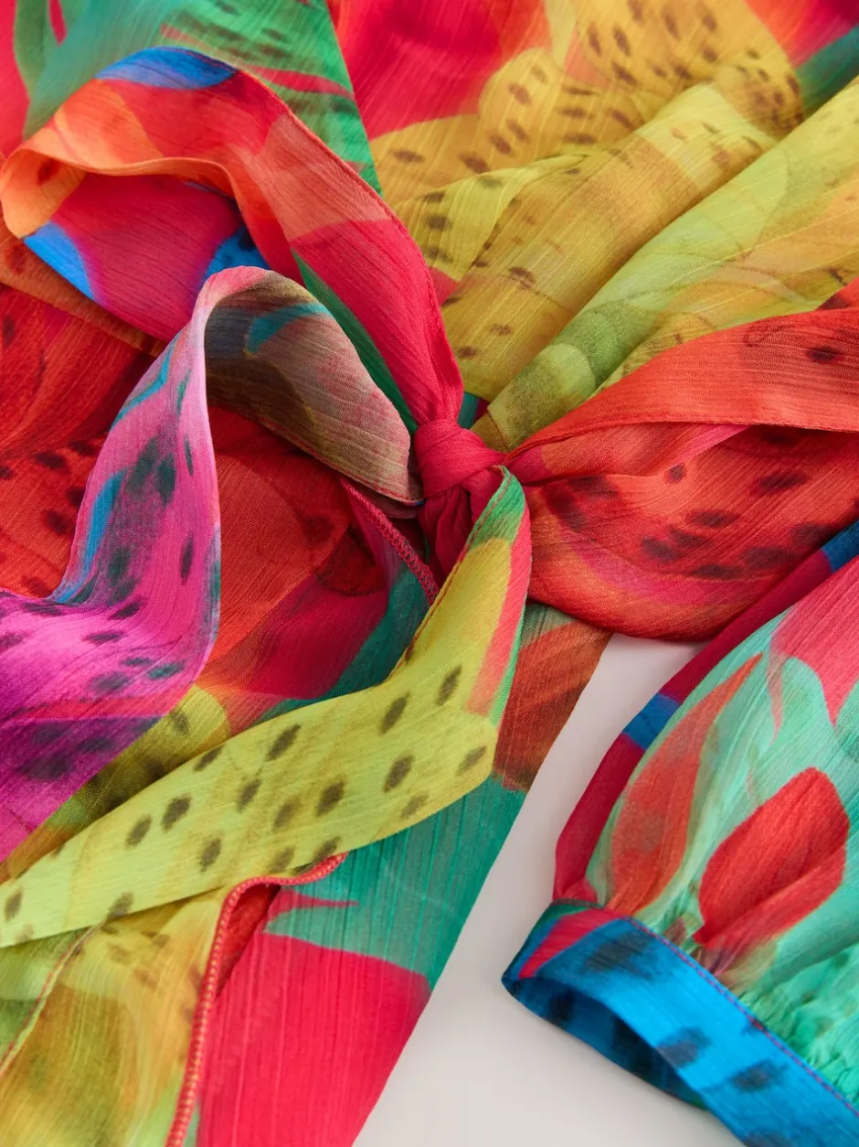 Next Kew Collection Fleuri vif - Robe mi-longue enveloppante à manches longues Occasion Clearance