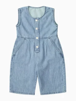 KIDLY by MORI ensemble salopette sans manches en jean bleu à rayures Discount