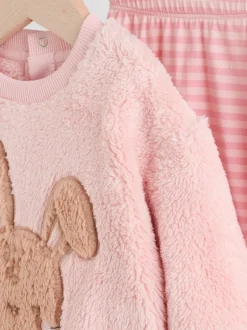 Next Lapin rose - Ensemble de Hauts et Leggings en polaire Bébé 2 pièces (0mois-2ans) Sale