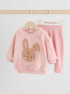 Next Lapin rose - Ensemble de Hauts et Leggings en polaire Bébé 2 pièces (0mois-2ans) Sale