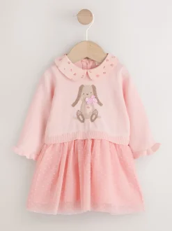 Next Lapin rose - Robe Twofer en maille bébé (0mois-2ans) Hot