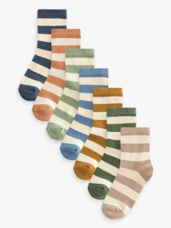 Next - Paquet de chaussettes en coton riche 7 Larges rayures