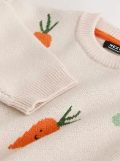 Next - Pull col rond en maille (3mois-7ans) Légumes neutres Outlet