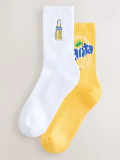 Next Licence Fanta Lemon - Lot de 2 paires de socquettes en maille côtelée Outlet