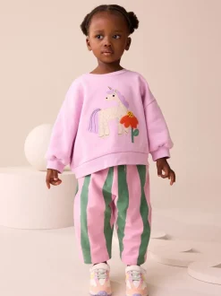 Next - Ensemble Sweat-shirt et jogging Coupe ballon (3mois -7ans) Licorne à rayures roses Discount