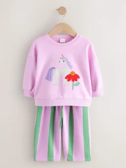 Next - Ensemble Sweat-shirt et jogging Coupe ballon (3mois -7ans) Licorne à rayures roses Discount