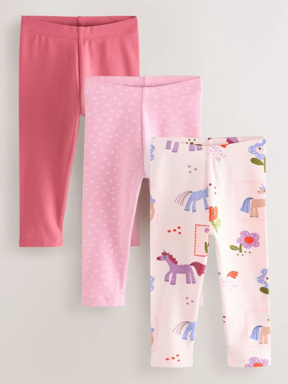 Next Licorne rose - Lot de 3 leggings (3mois-7ans) Outlet