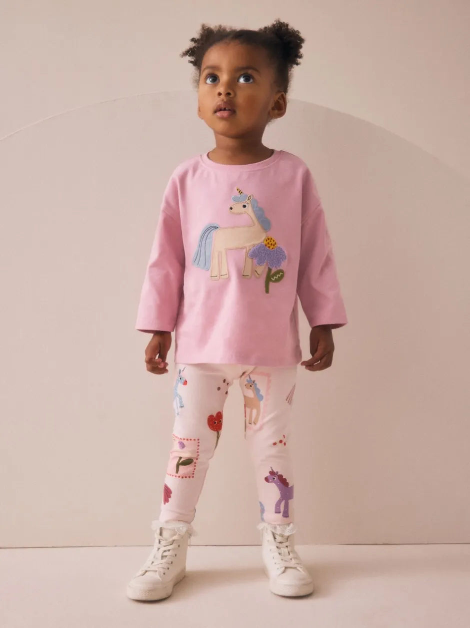 Next Licorne rose - Lot de 3 leggings (3mois-7ans) Outlet