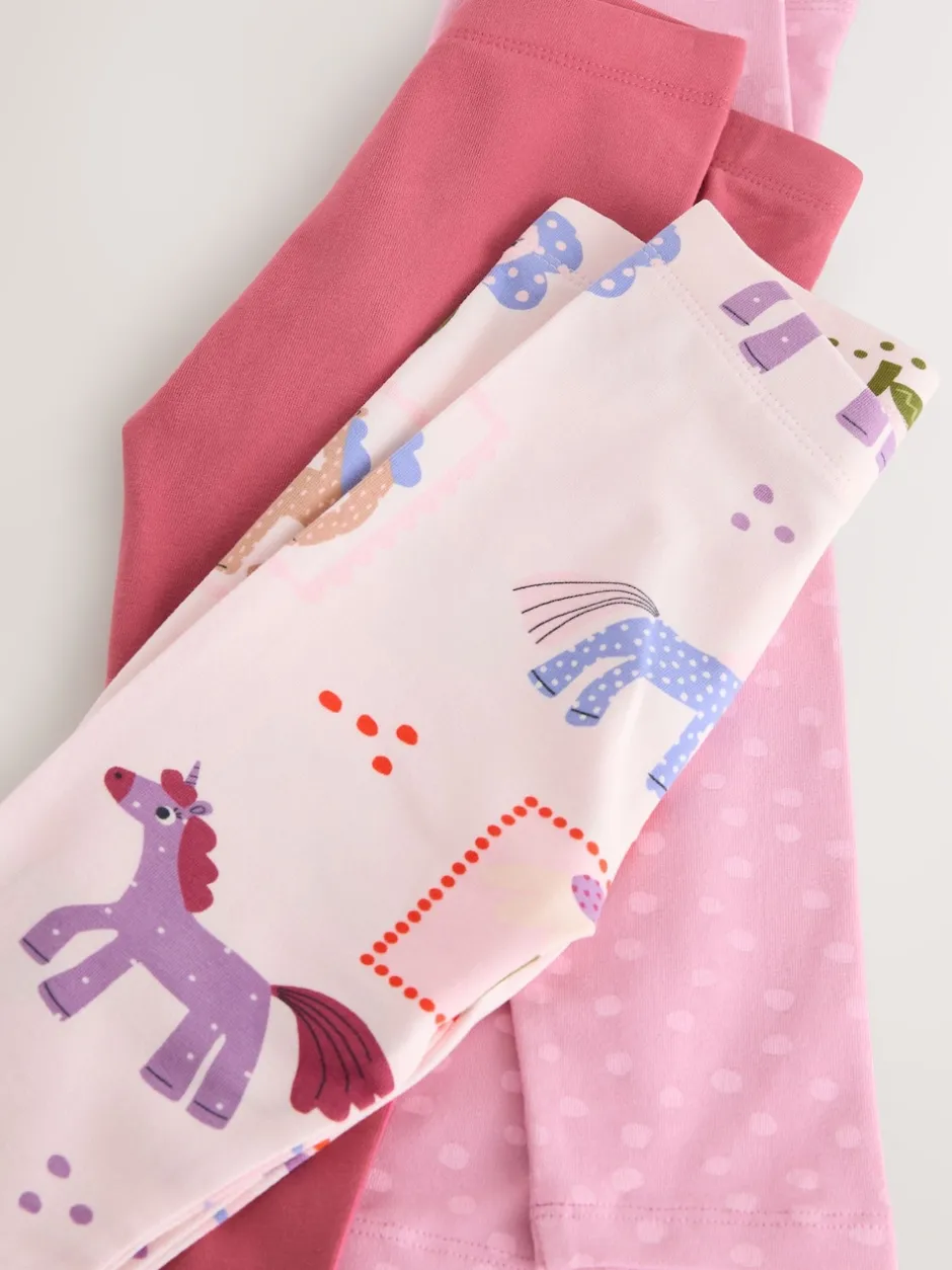 Next Licorne rose - Lot de 3 leggings (3mois-7ans) Outlet