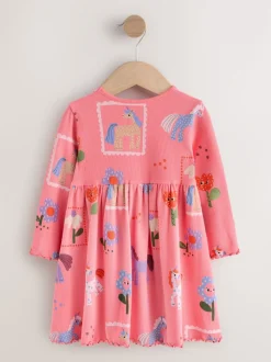 Next - Robe côtelée à manches longues (3mois-7ans) Licorne rose Hot