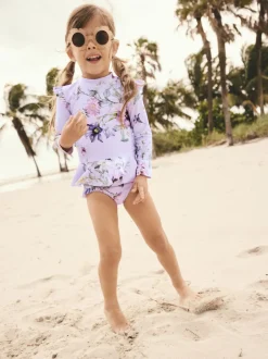 Next Lilas violet à fleurs - Ensemble de natation Sunsafe (3mths-7yrs) Outlet
