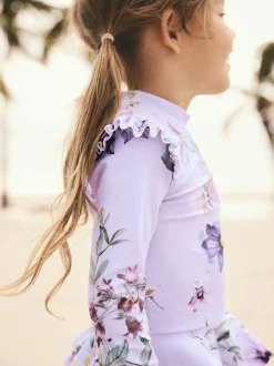 Next Lilas violet à fleurs - Ensemble de natation Sunsafe (3mths-7yrs) Outlet