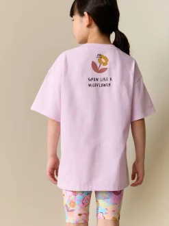 Next Lilas violet à fleurs - Ensemble t-shirt et short cycliste (3-16ans) New