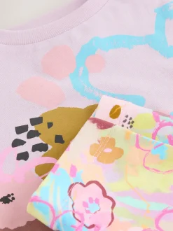 Next Lilas violet à fleurs - Ensemble t-shirt et short cycliste (3-16ans) New