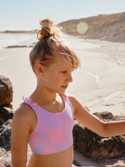 Next Lilas Violet Hibiscus Effet froissé - Bikini (3-16ans) Online