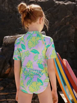 Next Lilas violet tropical - Maillot de bain Sunsafe à manches courtes (3mois à16ans) Online