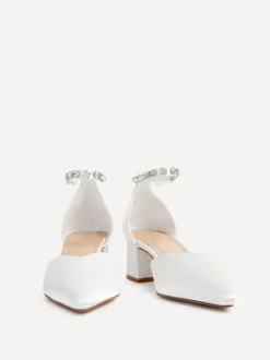 Linzi Mariage Jordanna Low Block Court talons With Embellished Ankle Strap Hot