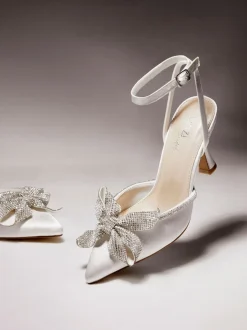 Linzi talons de mariée Angela en satin à nœud en diamant Clearance