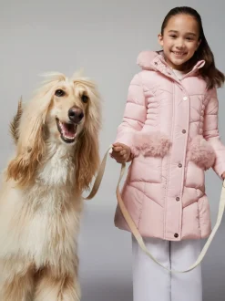 Lipsy Doudoune matelassée à bordure en fausse fourrure d’épaisseur moyenne (5-16ans) Hot