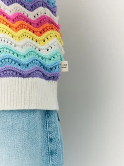 Little Bird by Jools Oliver Cardigan en maille à rayures ondulées pastel Hot